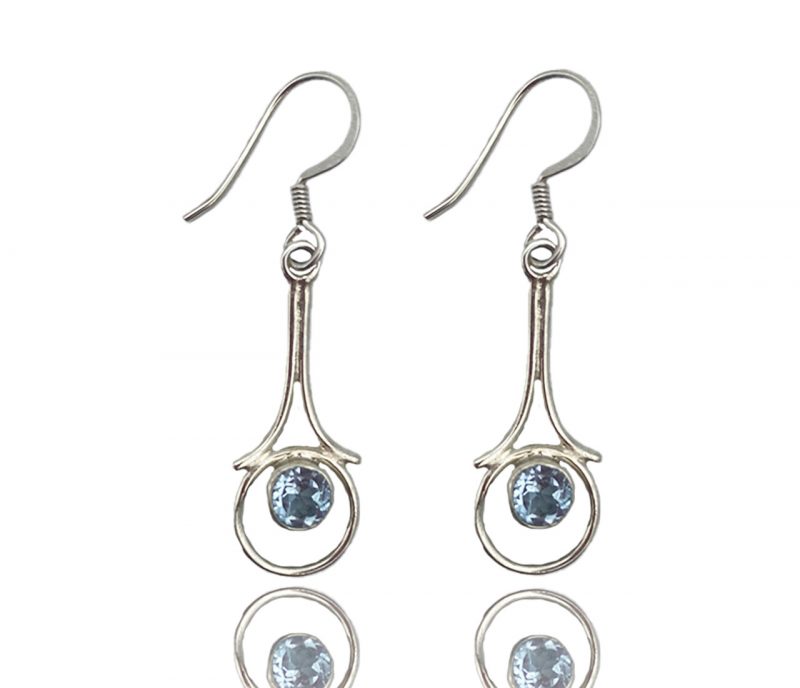 Boucles d'oreilles argent et topaze bleue