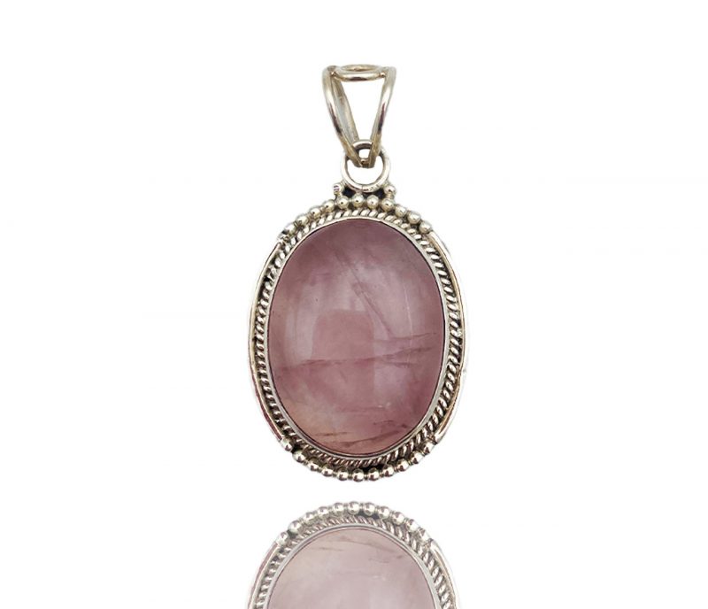 Pendentif en quartz rose et argent