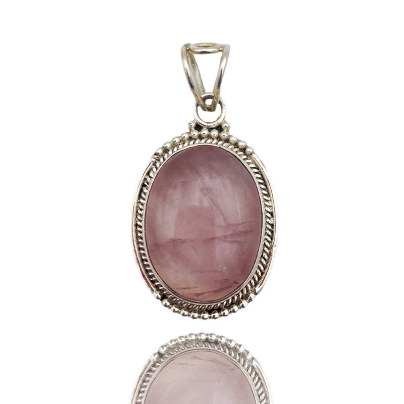 Pendentif en quartz rose et argent