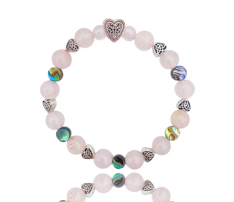 Bracelet nacre abalone et quartz rose