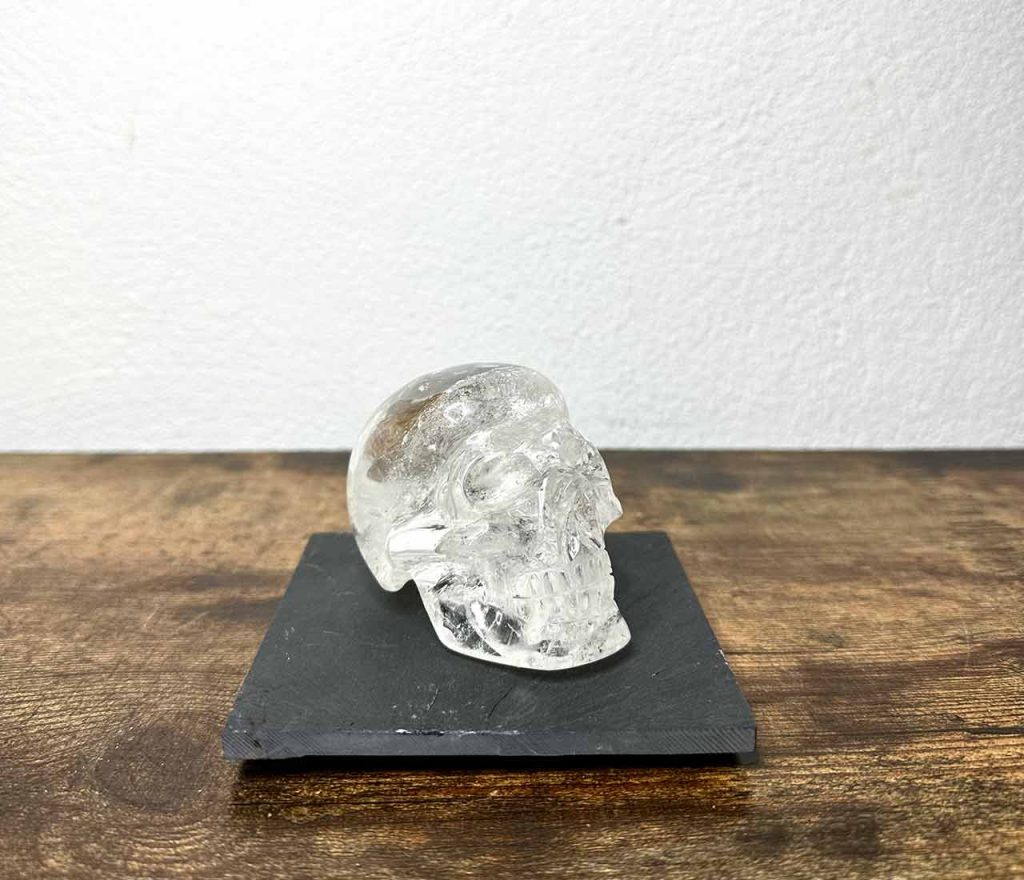 Erliway Crâne en cristal d'agate sculpté à la main, grande statue en pierre précieuse naturelle de 5,1 cm pour guérison Reiki, décoration d'intérieur