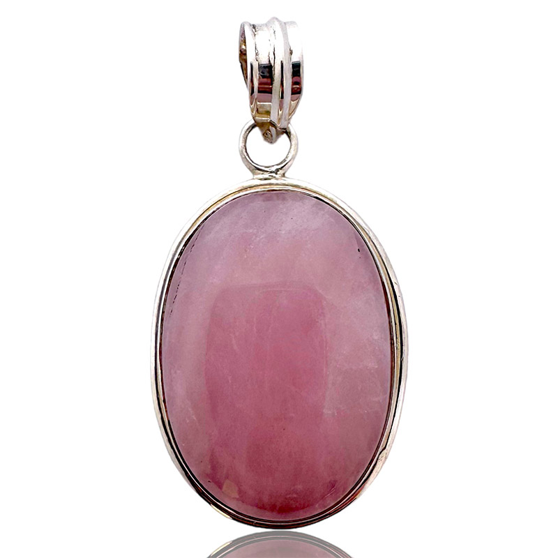 Pendentif en quartz rose et argent