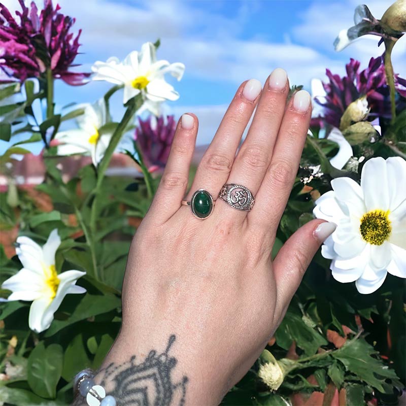 bague en malachite et argent