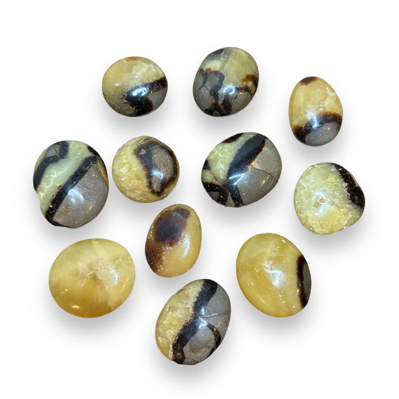 Pendentif Galet Plat En Septaria - Pierre Naturelle De Madagascar, Acier Inox - Bijou Naturel Unique