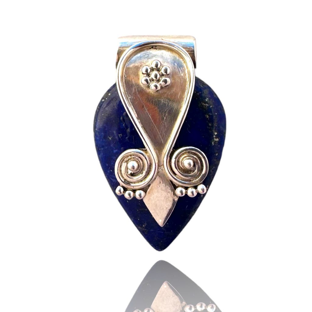 Pendentif Style Art Déco Argent 925 Lapis Lazuli et Marcassite – FR