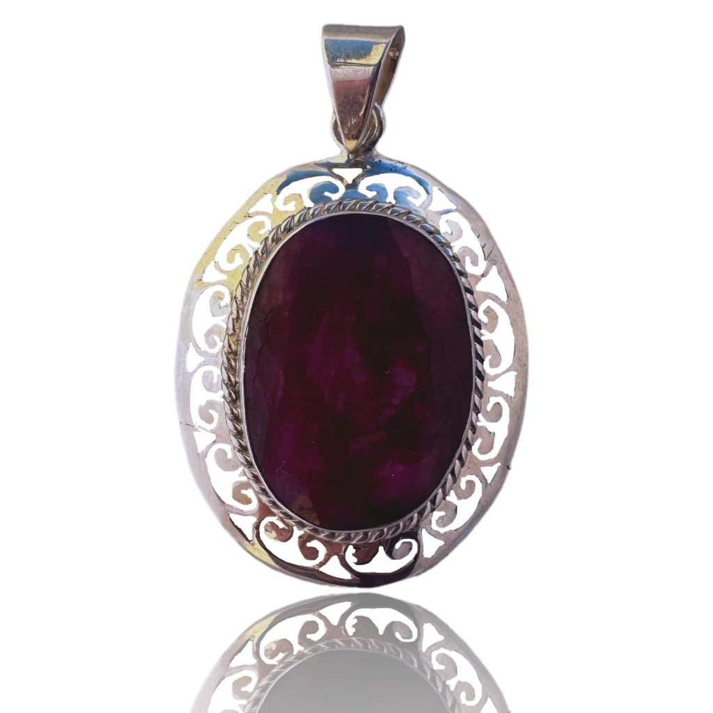 Pendentif Rubis Argent 925 - Bijou Neuf Avec étiquettes - Pour Femme